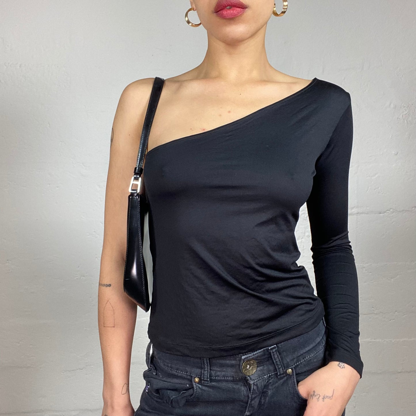 Vintage 2000's Chic Asymmetric One Shoulder Top (S)