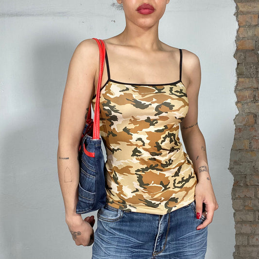 Vintage 2000's Streetstyle Brown Camo Print Top (S)