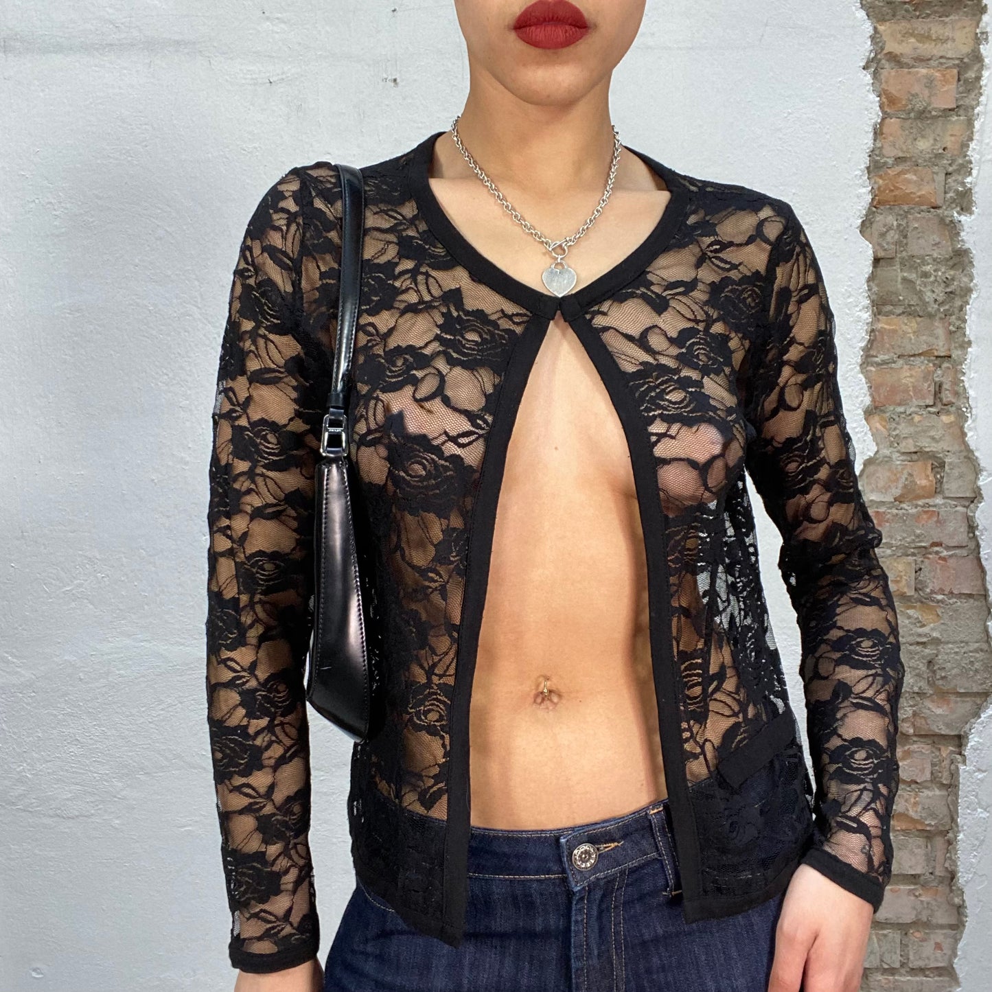 Vintage 2000's Ballet Black Lace Cardigan Top (S)