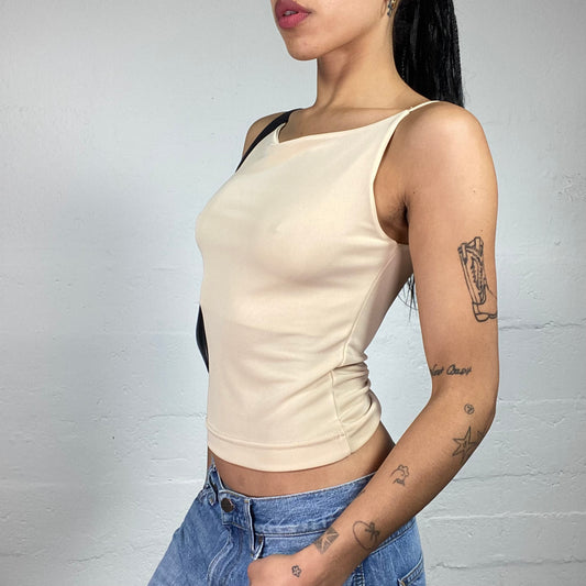 Vintage 2000's Skater Girl Beige Mini Cropped Cami Top (S)