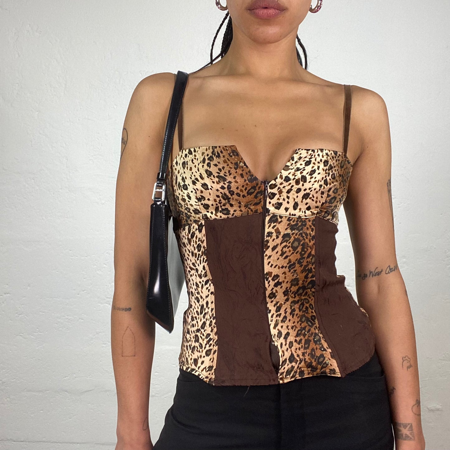 Vintage 2000’s Cheetah Girl Brown Toner V-Cut Cami Top with Animal Print (M)