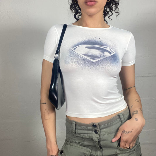 Vintage 2000's Batman Print Sporty White Baby Tee (XS)