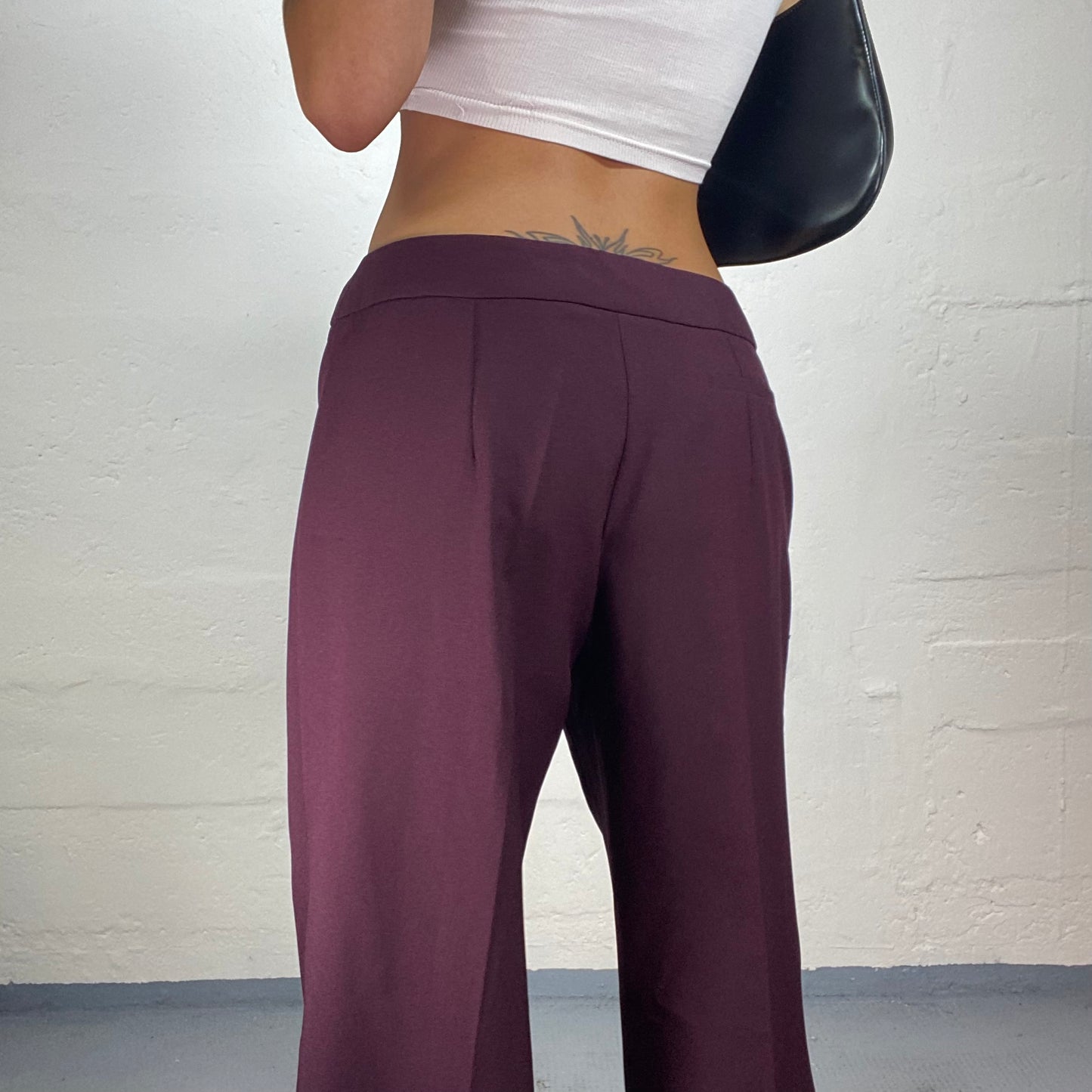 Vintage 2000's Office Girl Burgundy Classy Suit Baggy Pleat Pants (L)