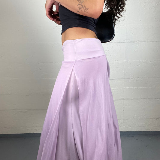 Vintage 2000's Soft Girl Pink Chiffon Flowy Layered Maxi Skirt (M)
