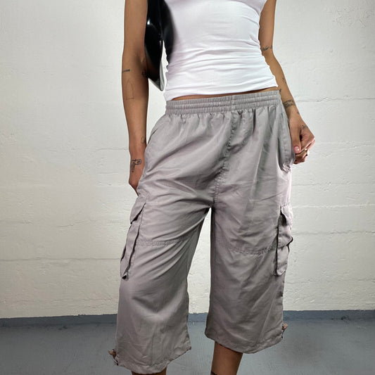 Vintage 2000's Skater Girl Grey Baggy Cargo Capri Pants (XL)
