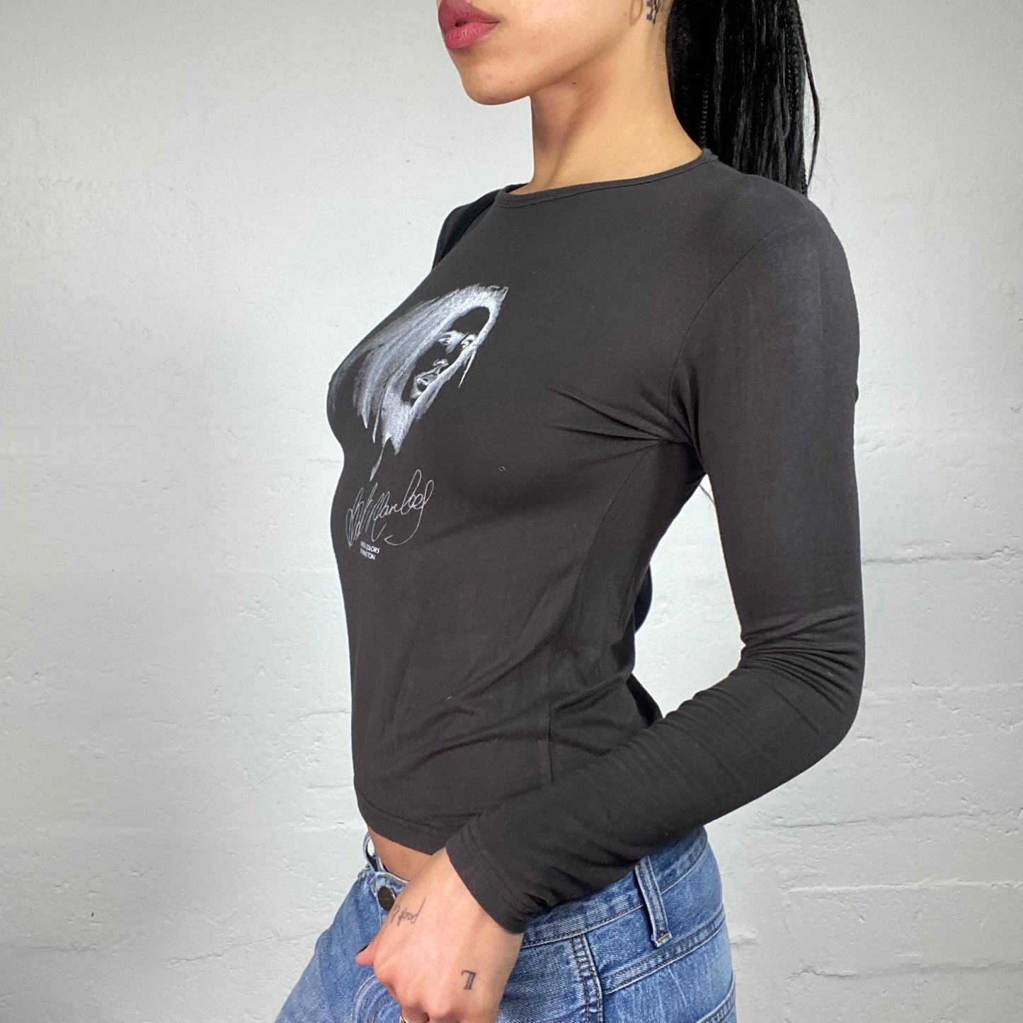 Vintage 2000's Downtown Girl Boy Marley Grey Longsleeve Jersey Top  (L)