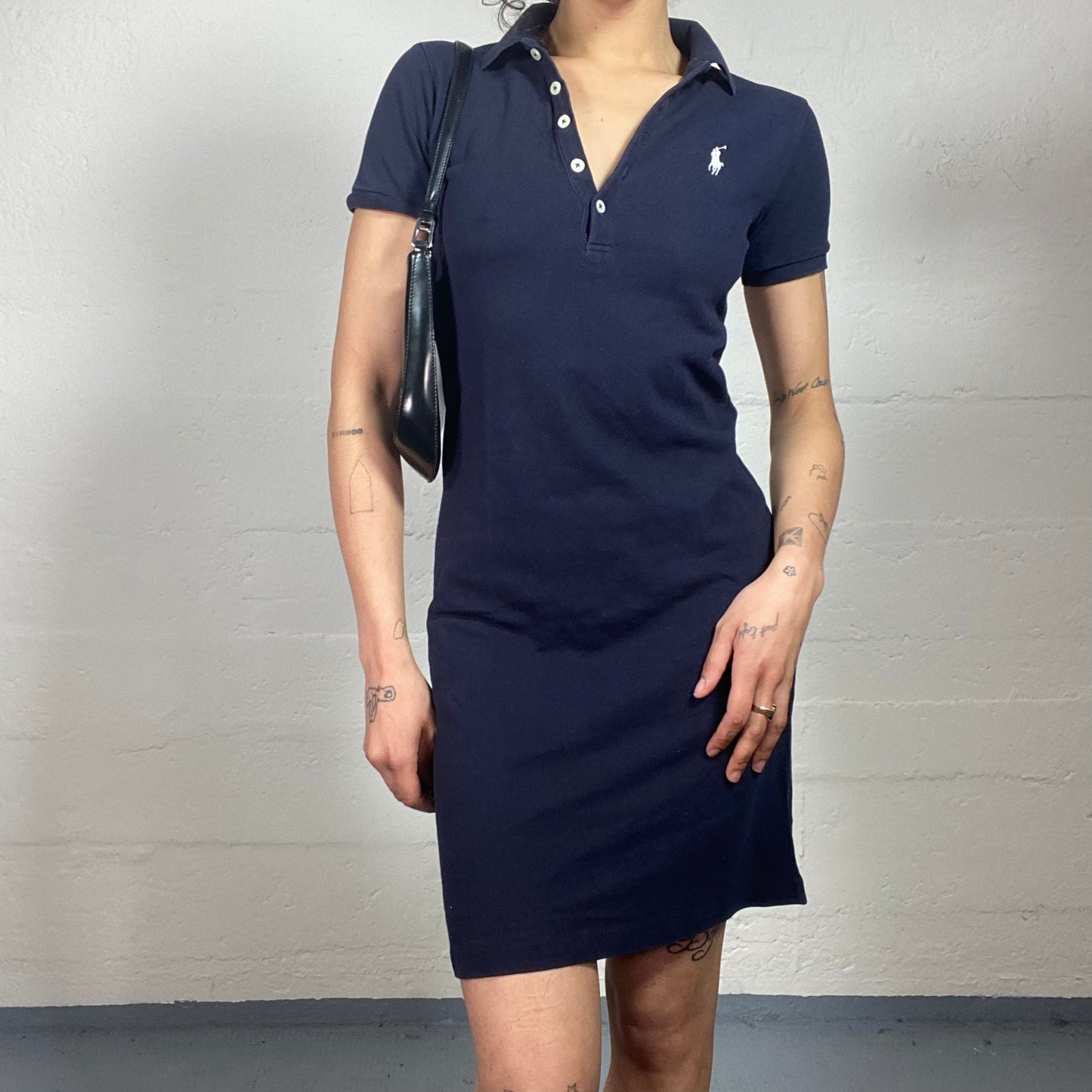 Vintage 2000's Archive Polo Tennis Navy Blue Dress with a Collar (XS)