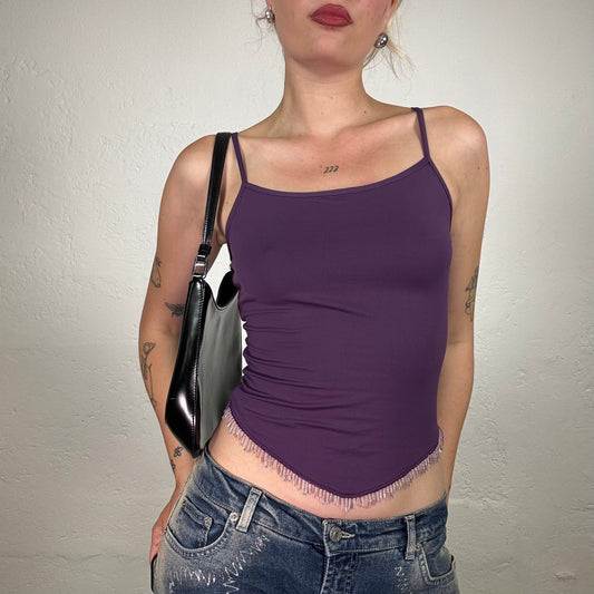 Vintage 2000's Summer Purple Classic Cami Top with Beaded Detail (S)