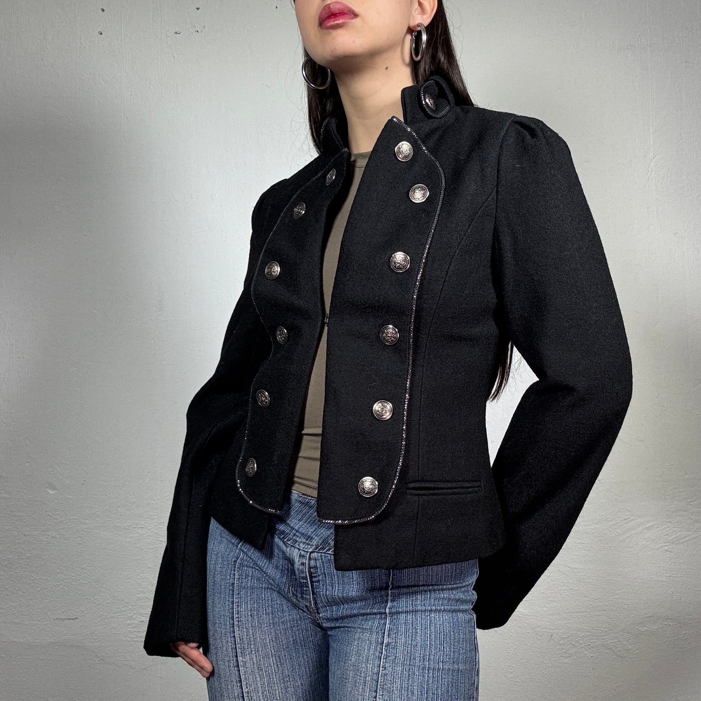 Vintage 2000’s Black Archive Military Style Hussar Jacket with Golden Buttons (S)