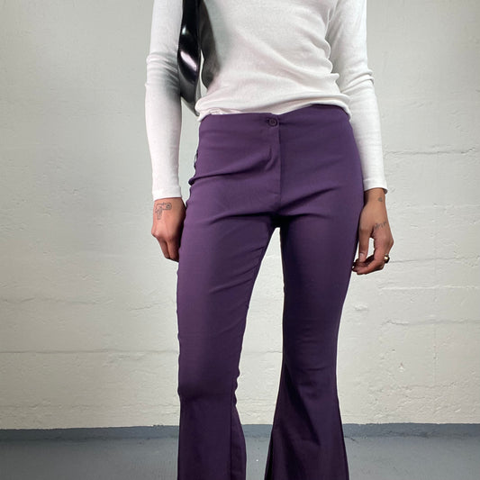 Vintage 2000's Dolce&Gabbana Funky Purple Middle Waist Clean Cut Flared Pants with Back Cuts (M)