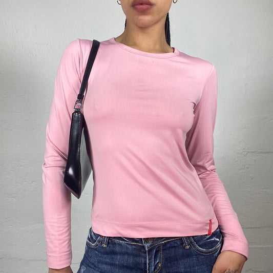 Vintage 2000's Downtown Girl Bubblegum Pink Longsleeve Casual Top (M)
