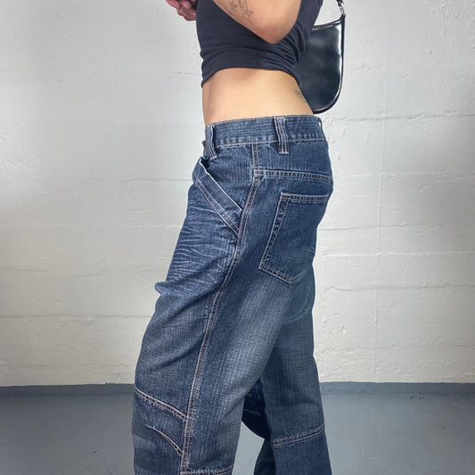Vintage 2000's Hip-Hop Low Waisted Blue Baggy Jeans (XL)