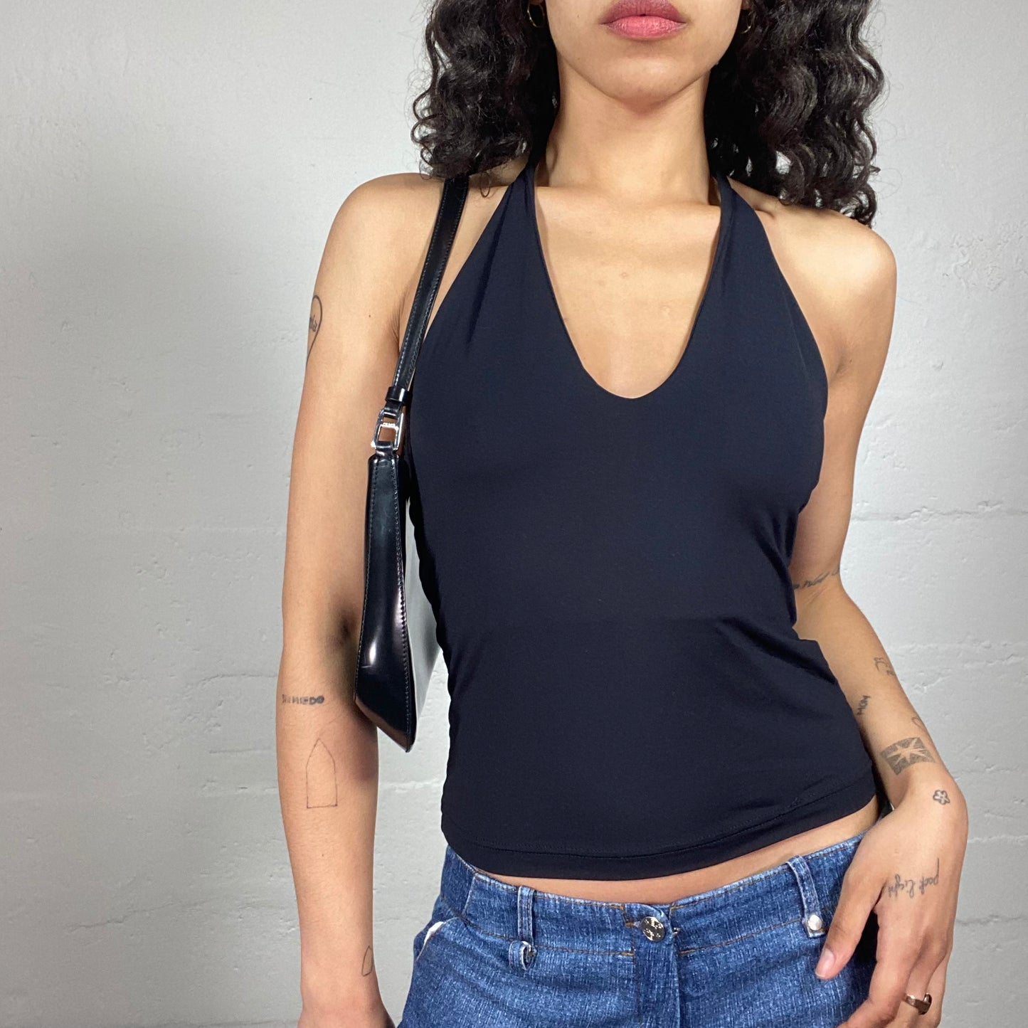 Vintage 2000's Casual Black Slim Fit Neckholder Top (S)