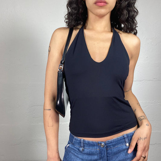 Vintage 2000's Casual Black Slim Fit Neckholder Top (S)