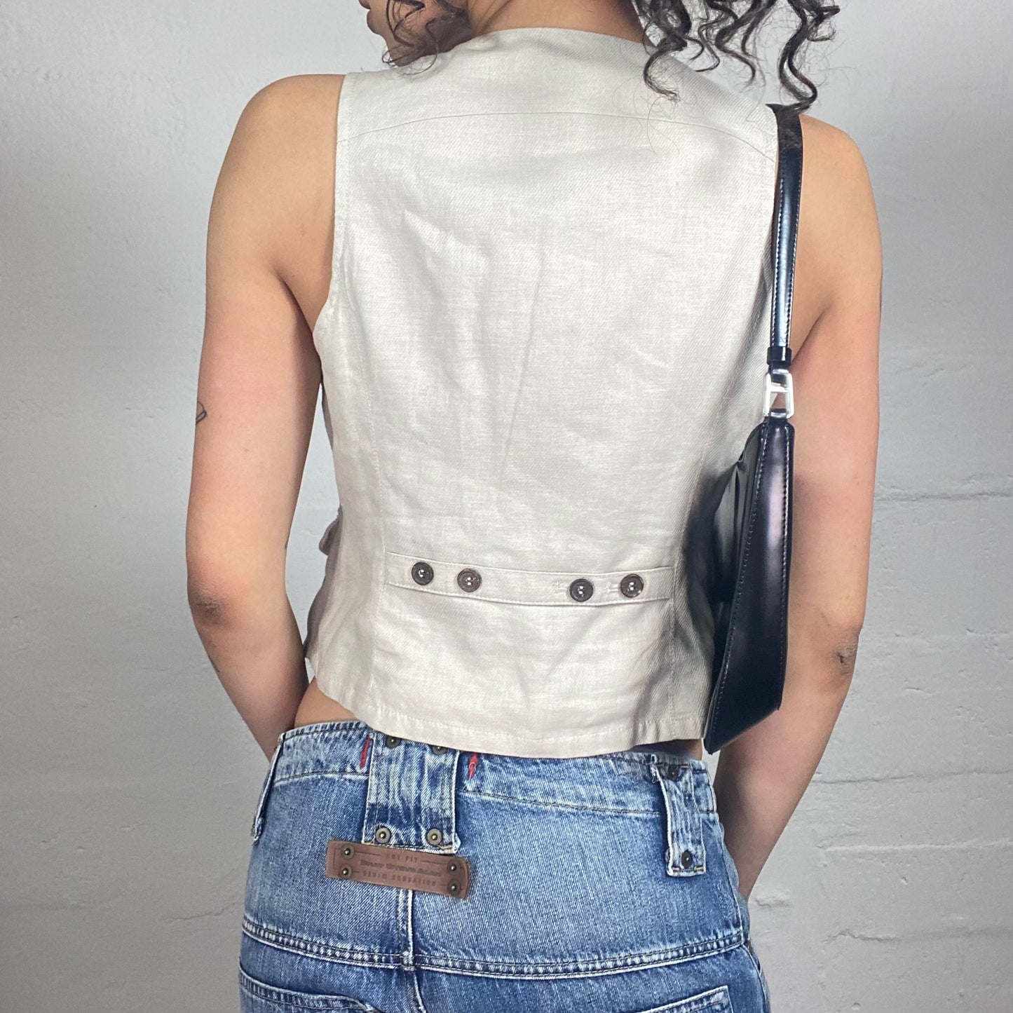 Vintage 2000's Downtown Girl Beige Double Closing Vest (M)