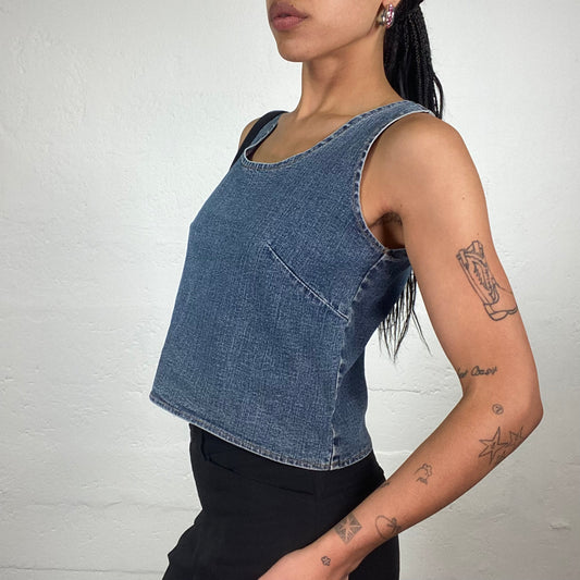 Vintage 2000’s Downtown Girl Classic Blue Denim Tank Top (S)