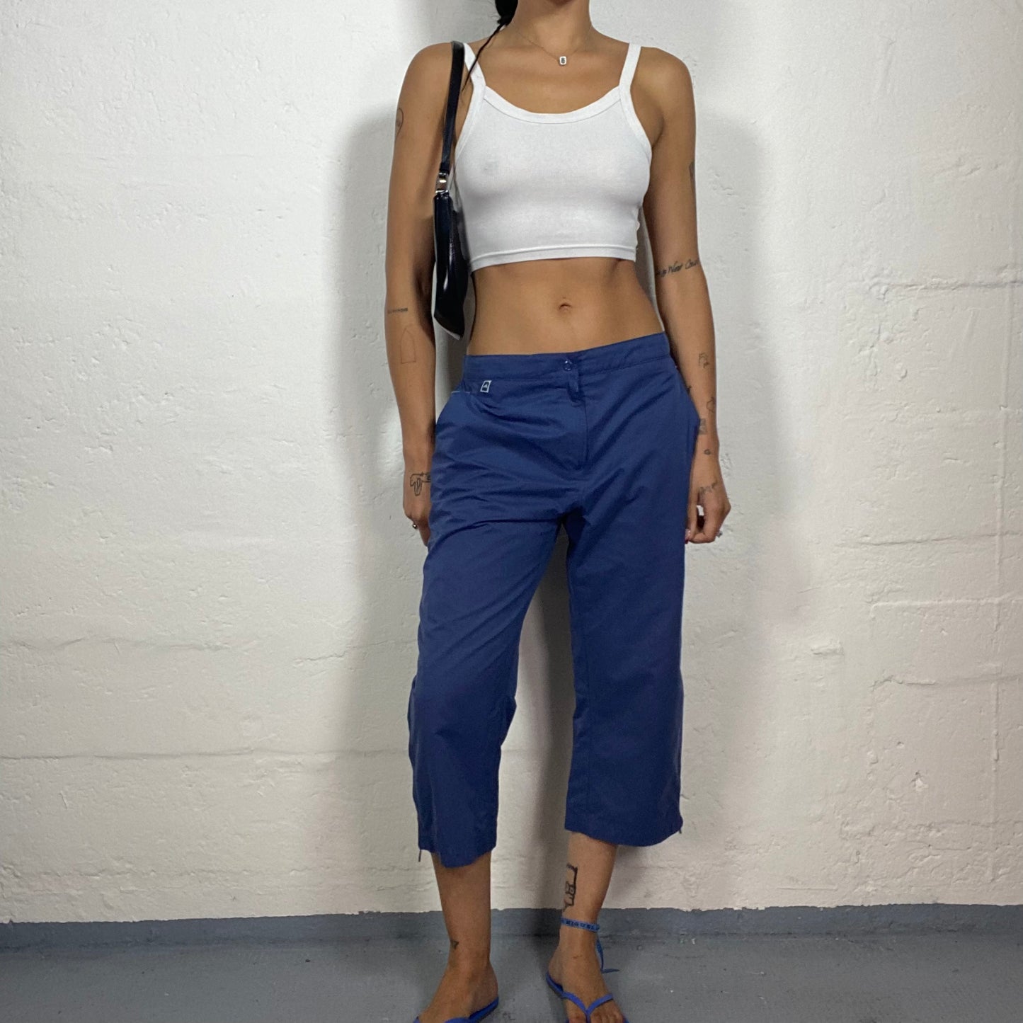 Vintage 2000's Archive Adidas Street Dance Blue Low Rise Sporty Capri Pants (M)