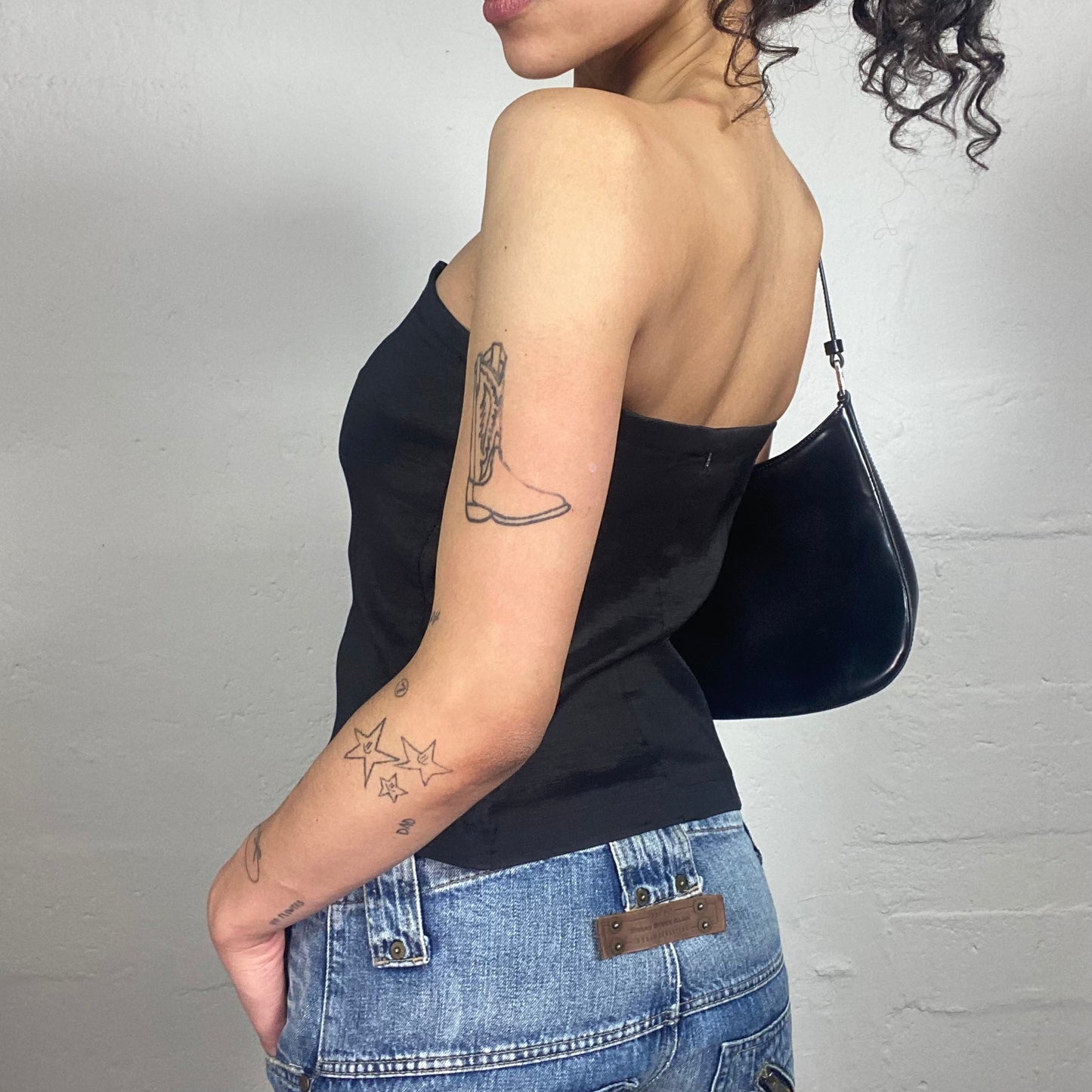 Vintage 2000's Classy Satin Black Corset (M)