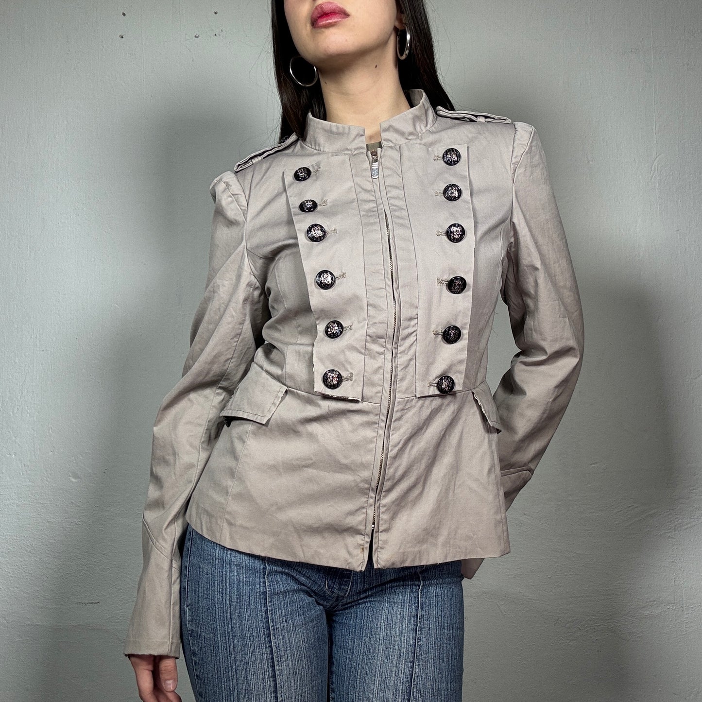 Vintage 2000’s Beige Archive Military Style Hussar Jacket (S)