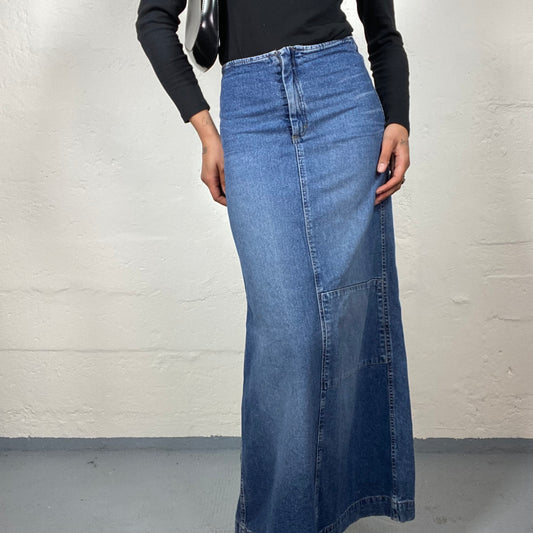 Vintage 2000's Downtown Girl Classic Blue Slim Fit Maxi Skirt (S)