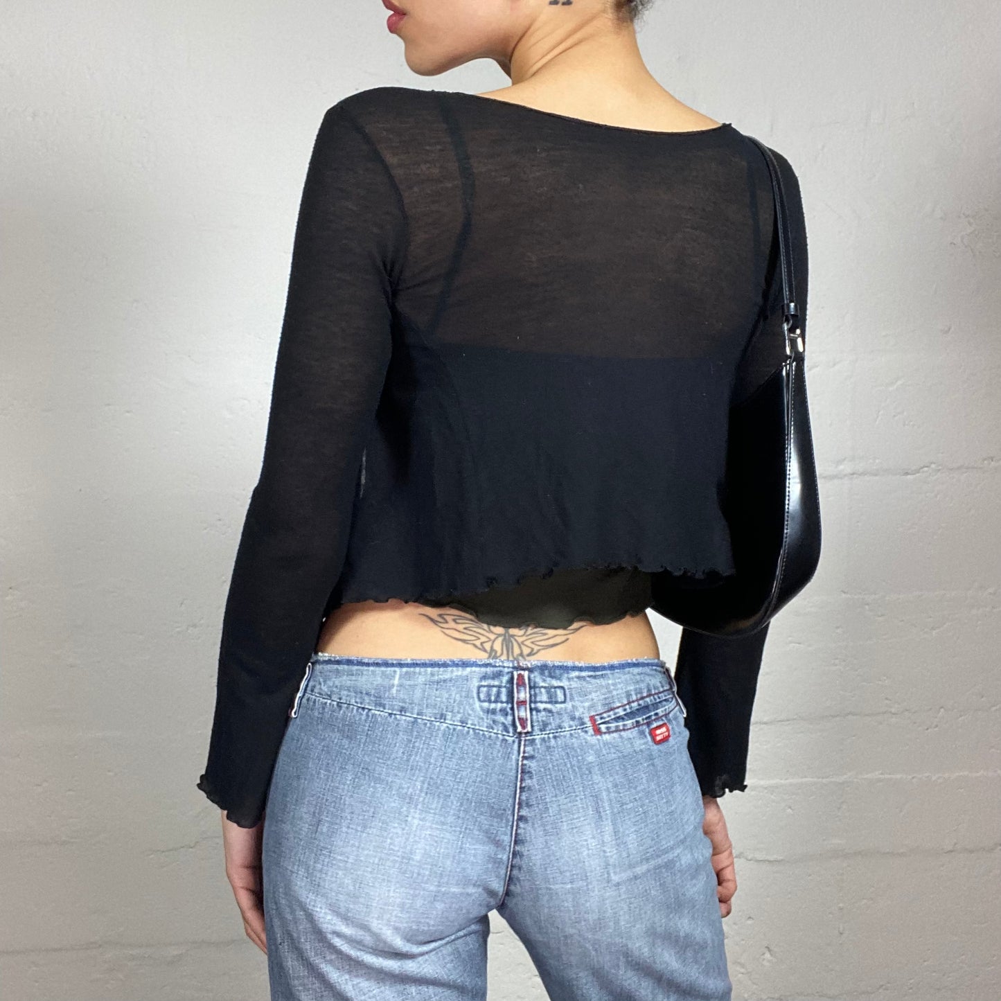 Vintage 2000's Romantic Black Mini Summer Cardigan (S)