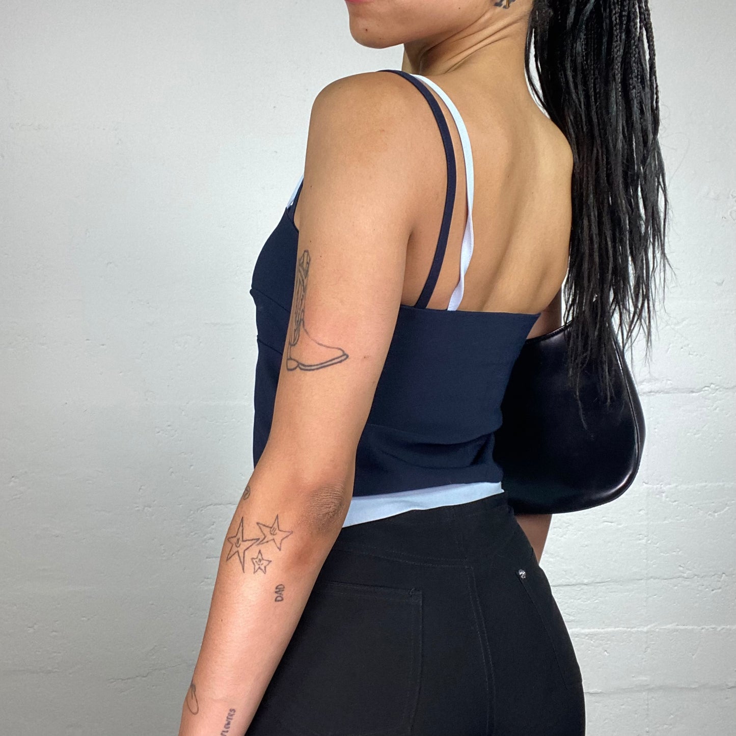 Vintage 2000's Downtown Girl Navy and Baby Blue 2-Layered Cami Top (S)