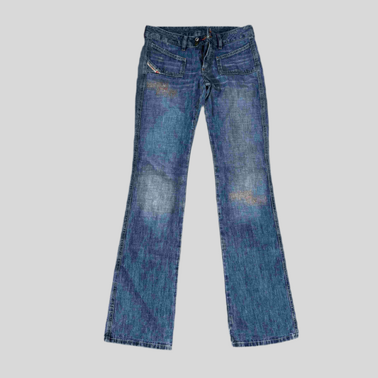 Vintage 90's Diesel Dark Washed Denim Flared Pants (S)