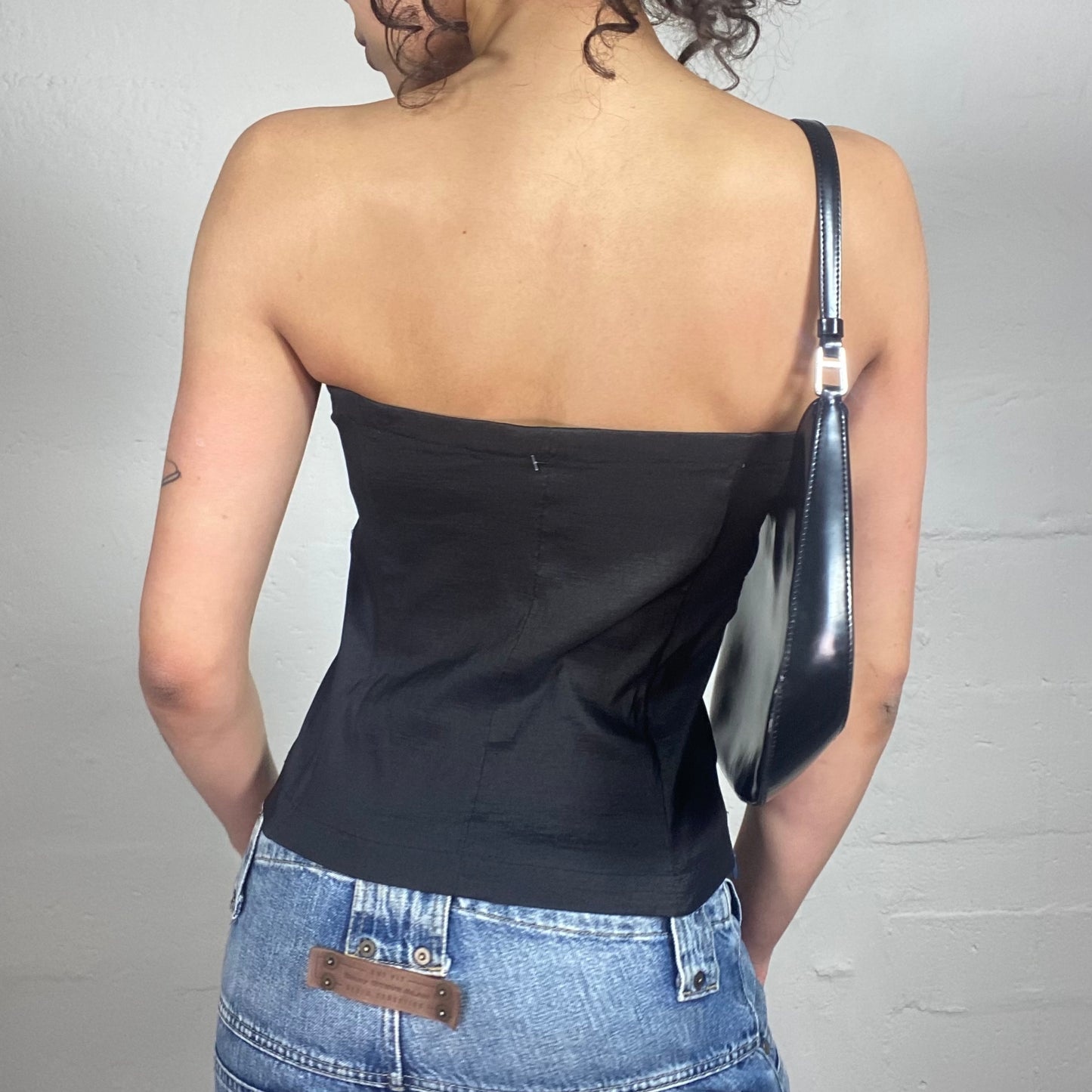 Vintage 2000's Classy Satin Black Corset (M)