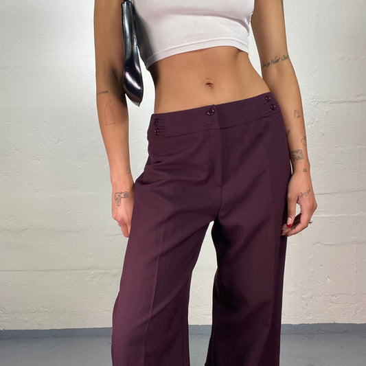 Vintage 2000's Office Girl Burgundy Classy Suit Baggy Pleat Pants (L)