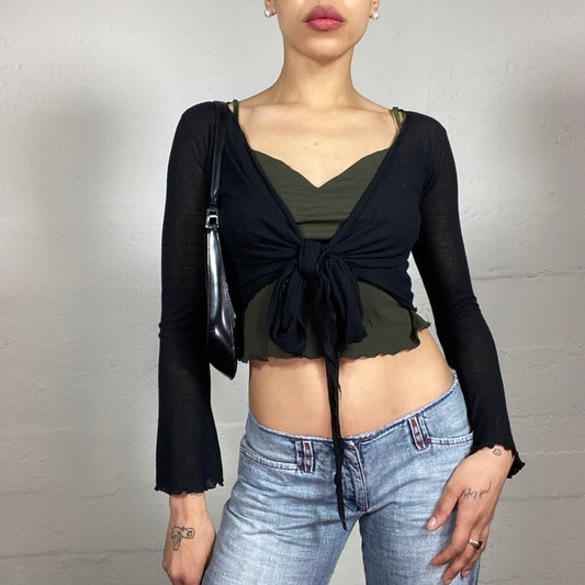 Vintage 2000's Romantic Black Mini Summer Cardigan (S)