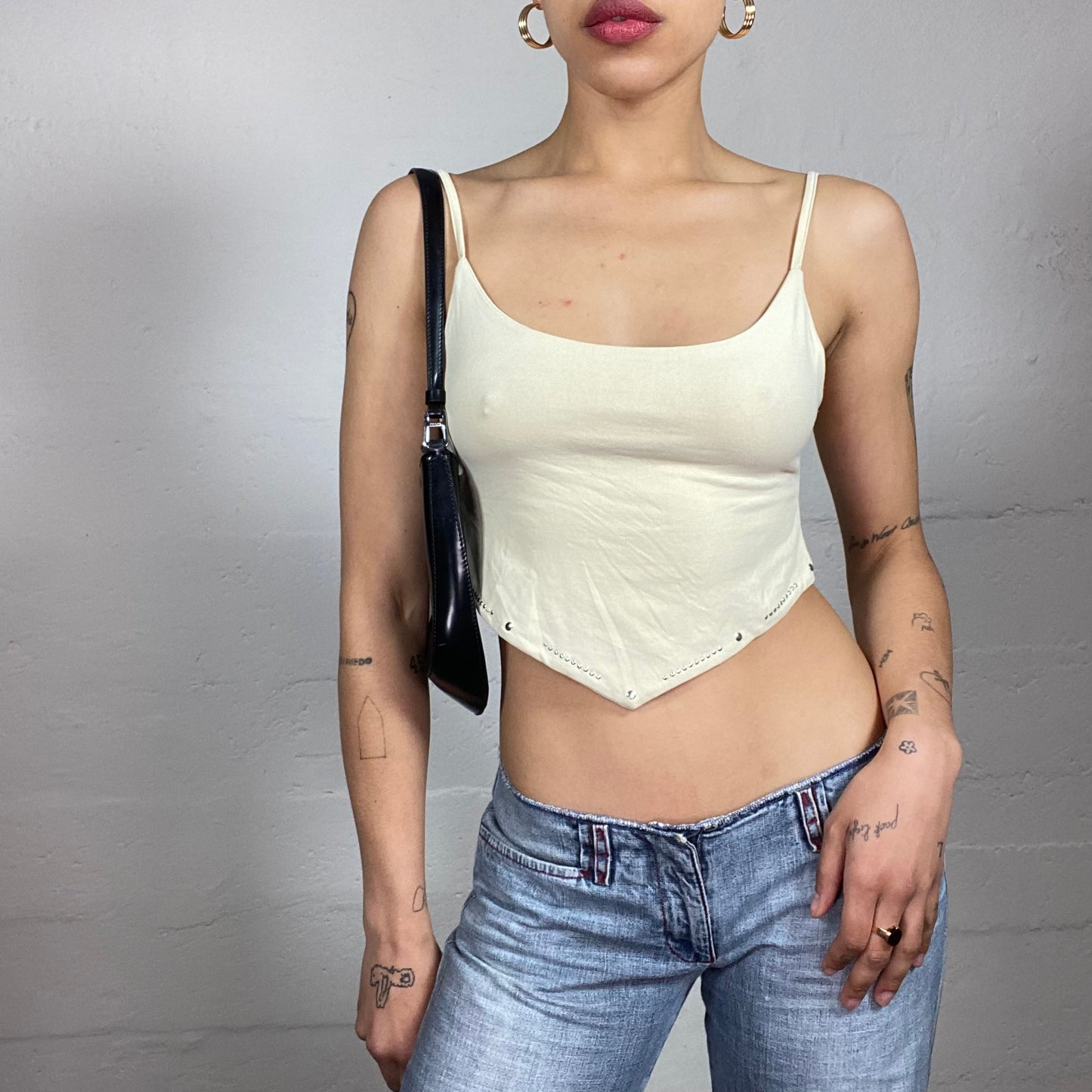 Vintage 2000's Hip-Hop Beige Mini Asymmetric Cami Top (S)