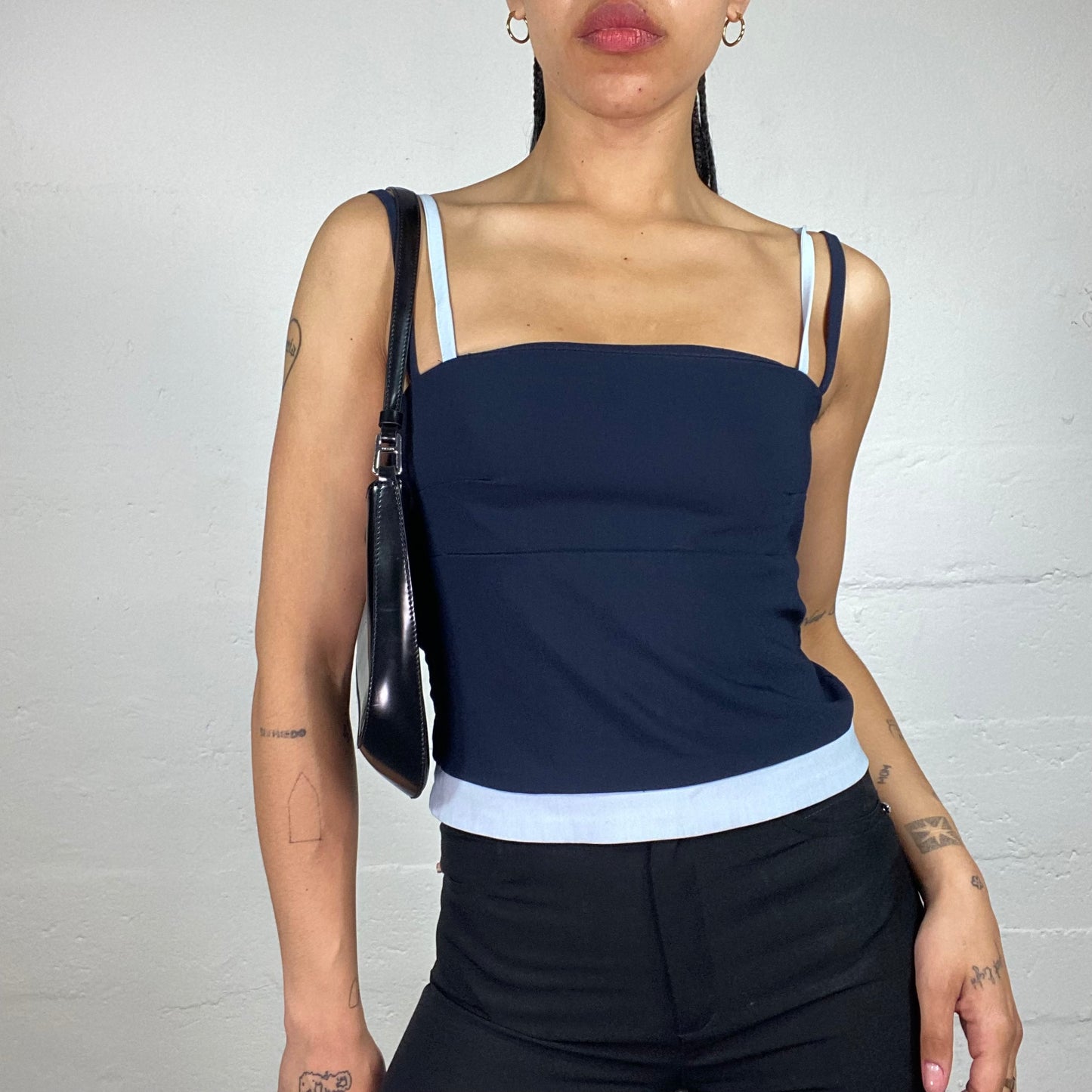 Vintage 2000's Downtown Girl Navy and Baby Blue 2-Layered Cami Top (S)