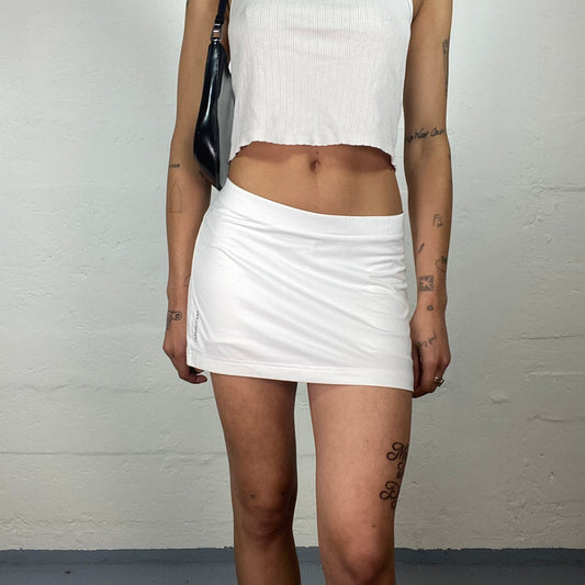 Vintage 2000’s Archive Adidas White Sporty Tennis Mini Skort with Green Logo (S)
