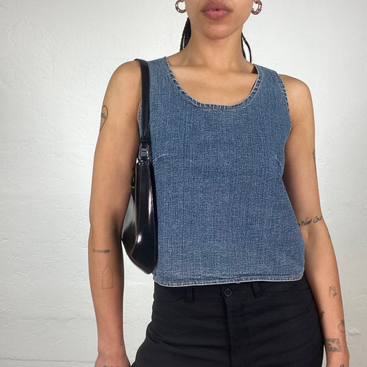 Vintage 2000’s Downtown Girl Classic Blue Denim Tank Top (S)