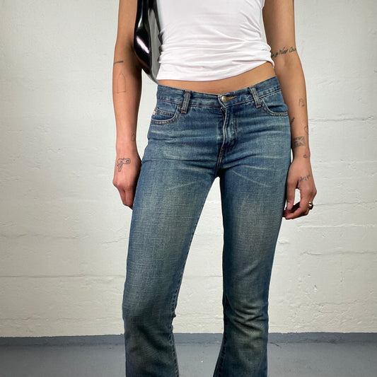 Vintage 2000's Miss Sixty Cowgirl Beige Wash Out Middle Rise Bootcut Jeans (S)