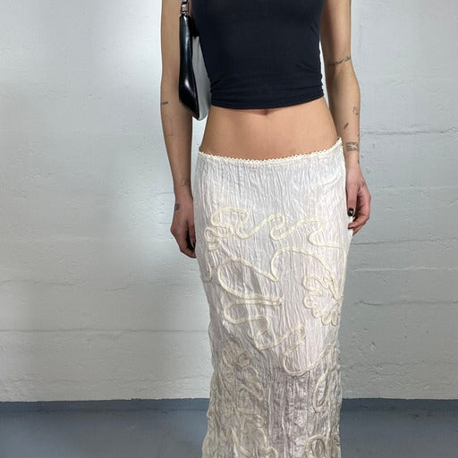 Vintage 90’s Cowgirl Vibe Creamy Textured Maxi Skirt (40)