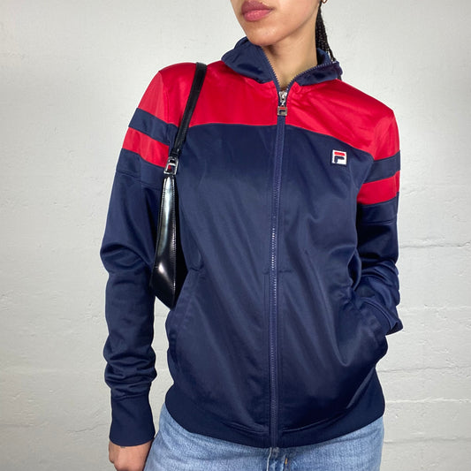 Vintage 2000's Archive Fila Sporty Blue and Red Zip Up Windbreaker Jacket (M)