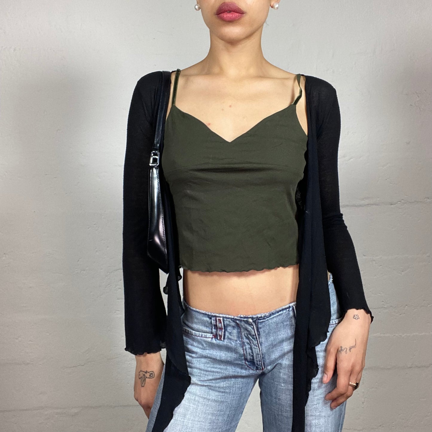 Vintage 2000's Romantic Black Mini Summer Cardigan (S)
