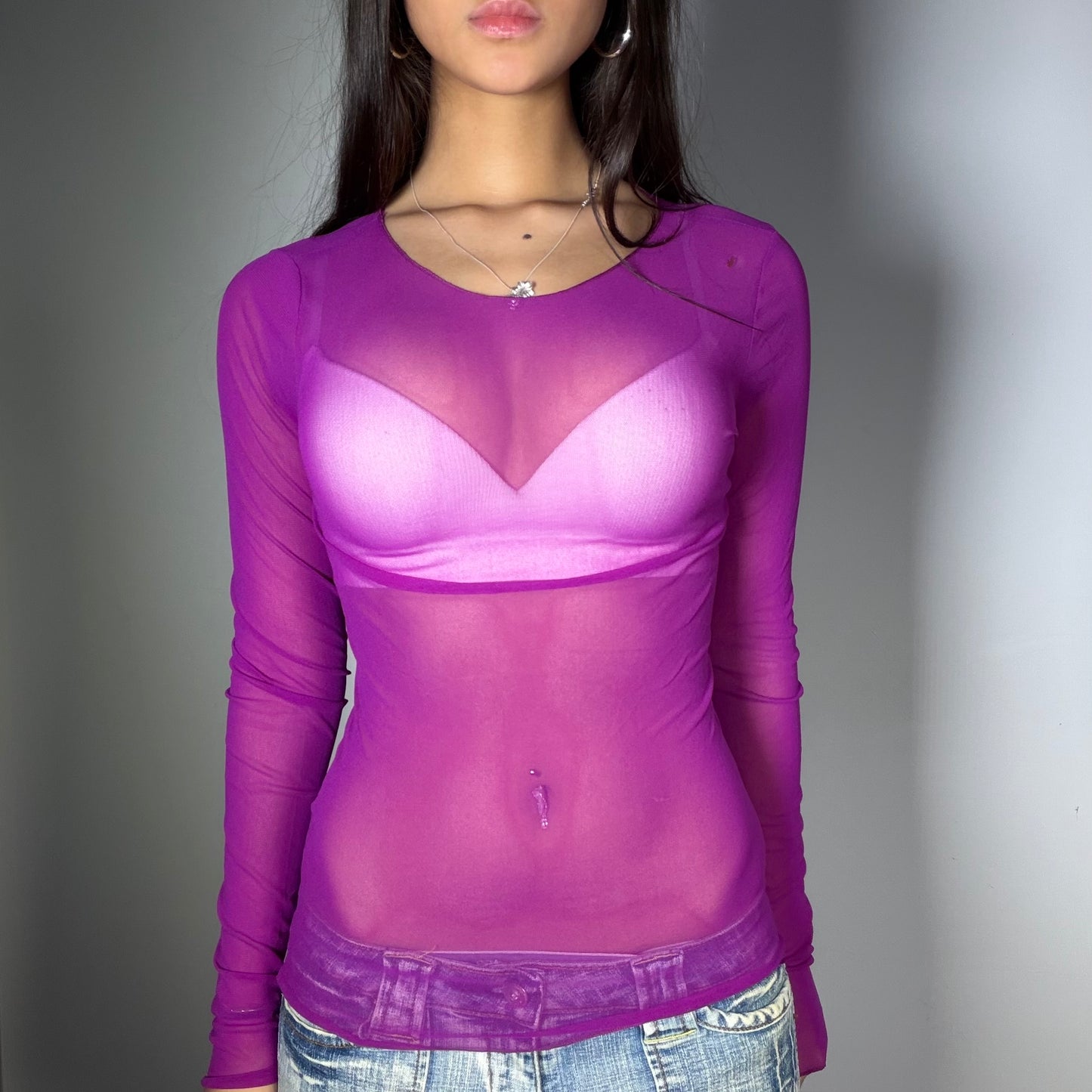 Vintage 90’s Archive Purple Mesh Longsleeve Top (S)