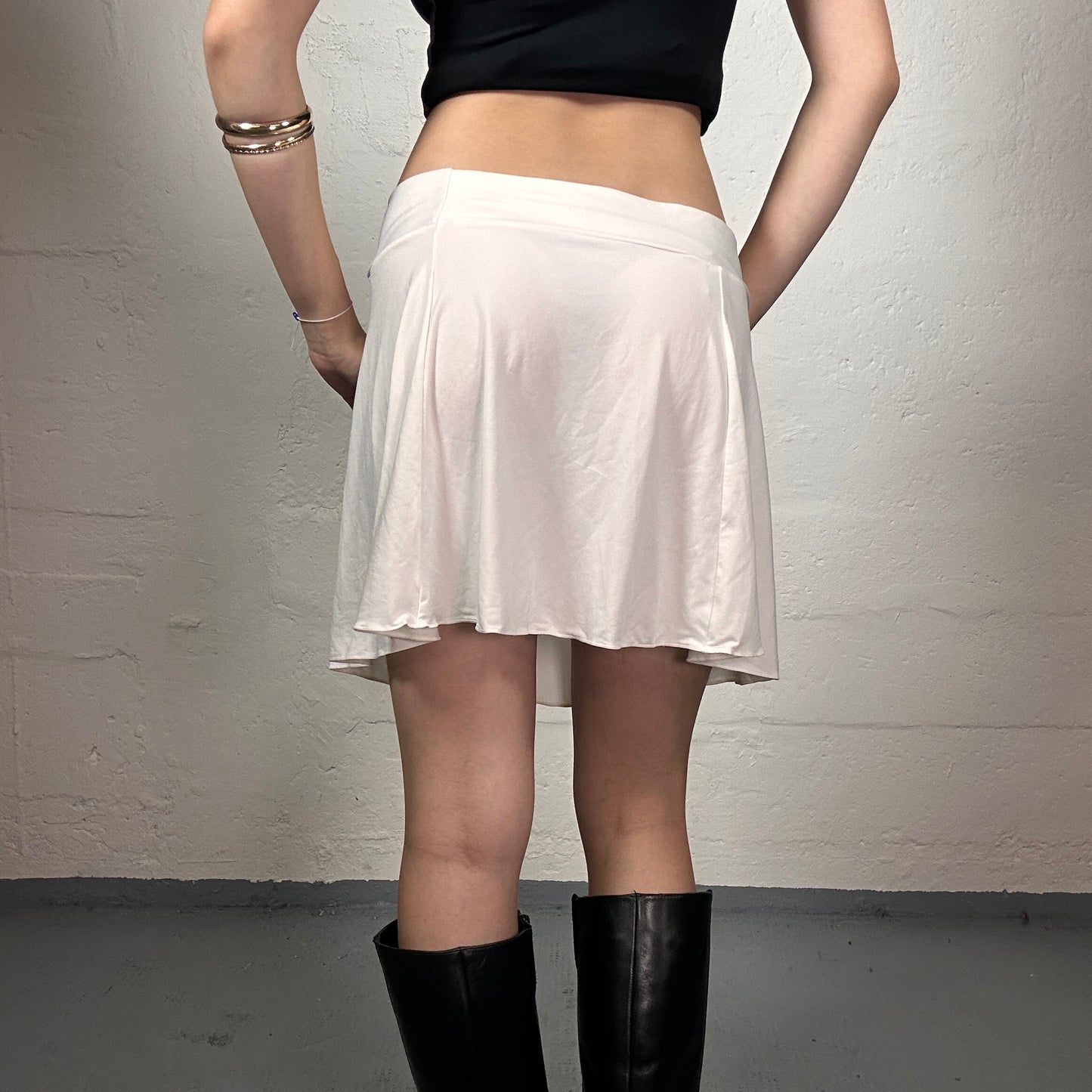 Vintage 2000's Summer Cowgirl White Rubbered Waist Skirt (S)