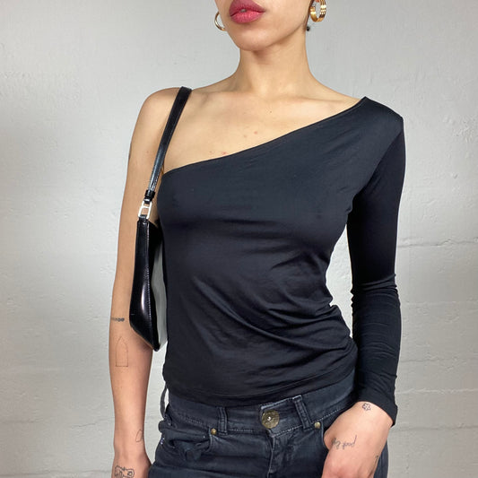 Vintage 2000's Chic Asymmetric One Shoulder Top (S)