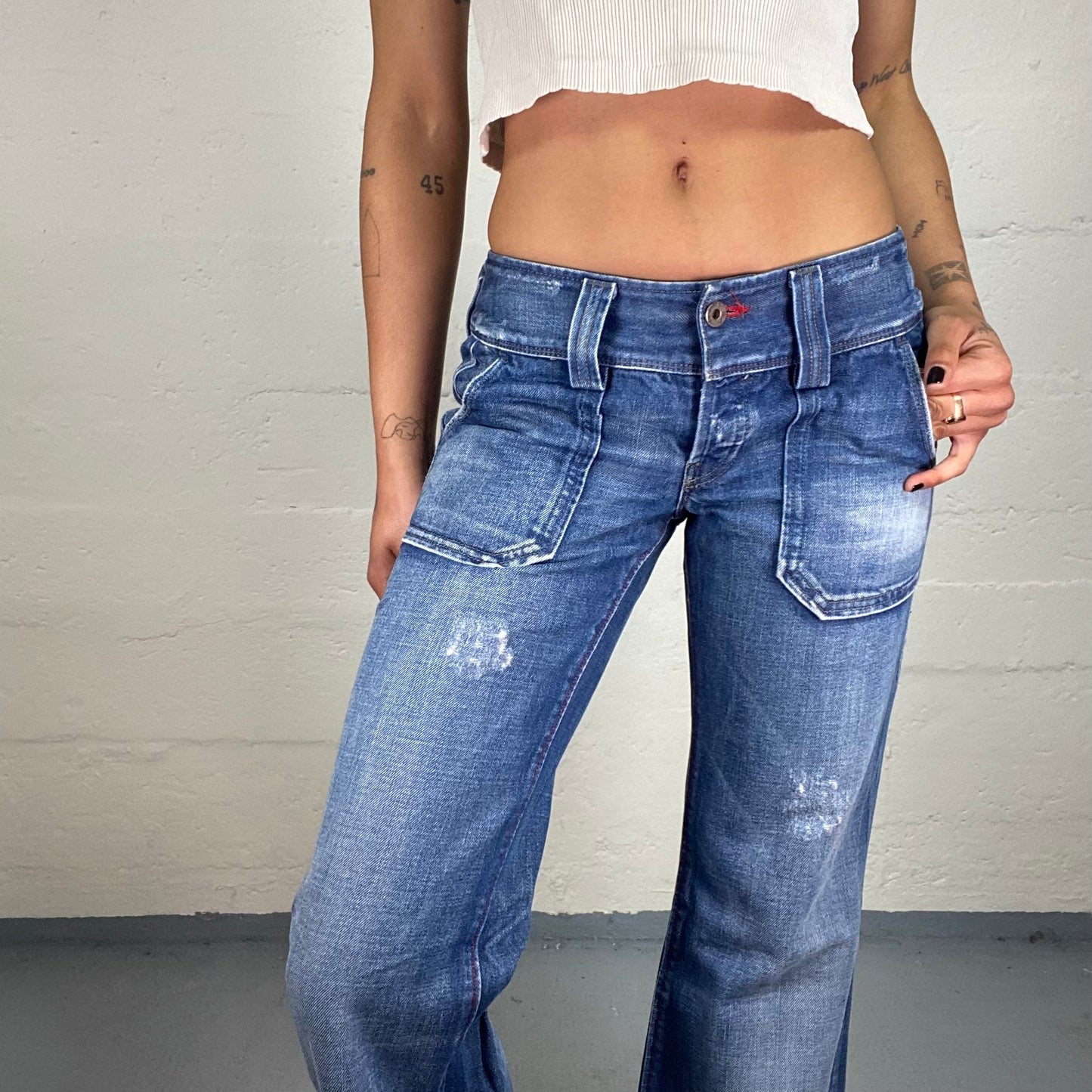 Vintage 2000's Diesel Downtown Girl Blue Denim Straight Cut Low Waisted Jeans (S)