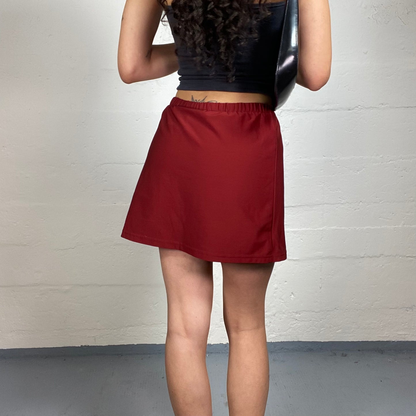 Vintage 2000's Sporty Tennis Style Dark Red Mini Skirt with aside Stripes (S)