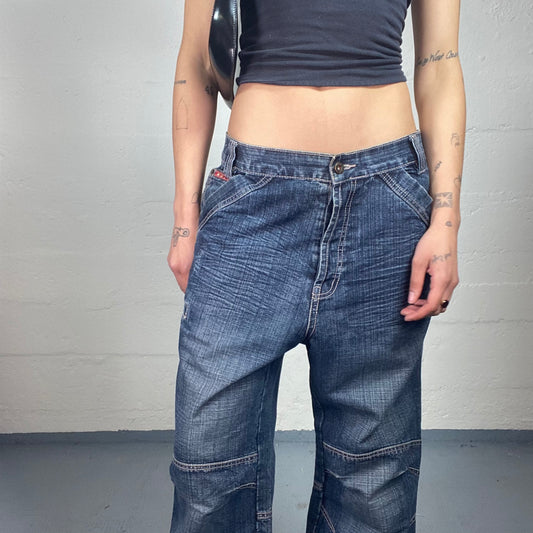 Vintage 2000's Hip-Hop Low Waisted Blue Baggy Jeans (XL)
