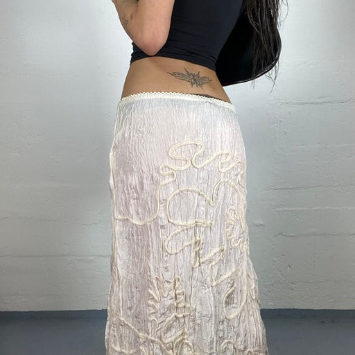 Vintage 90’s Cowgirl Vibe Creamy Textured Maxi Skirt (40)