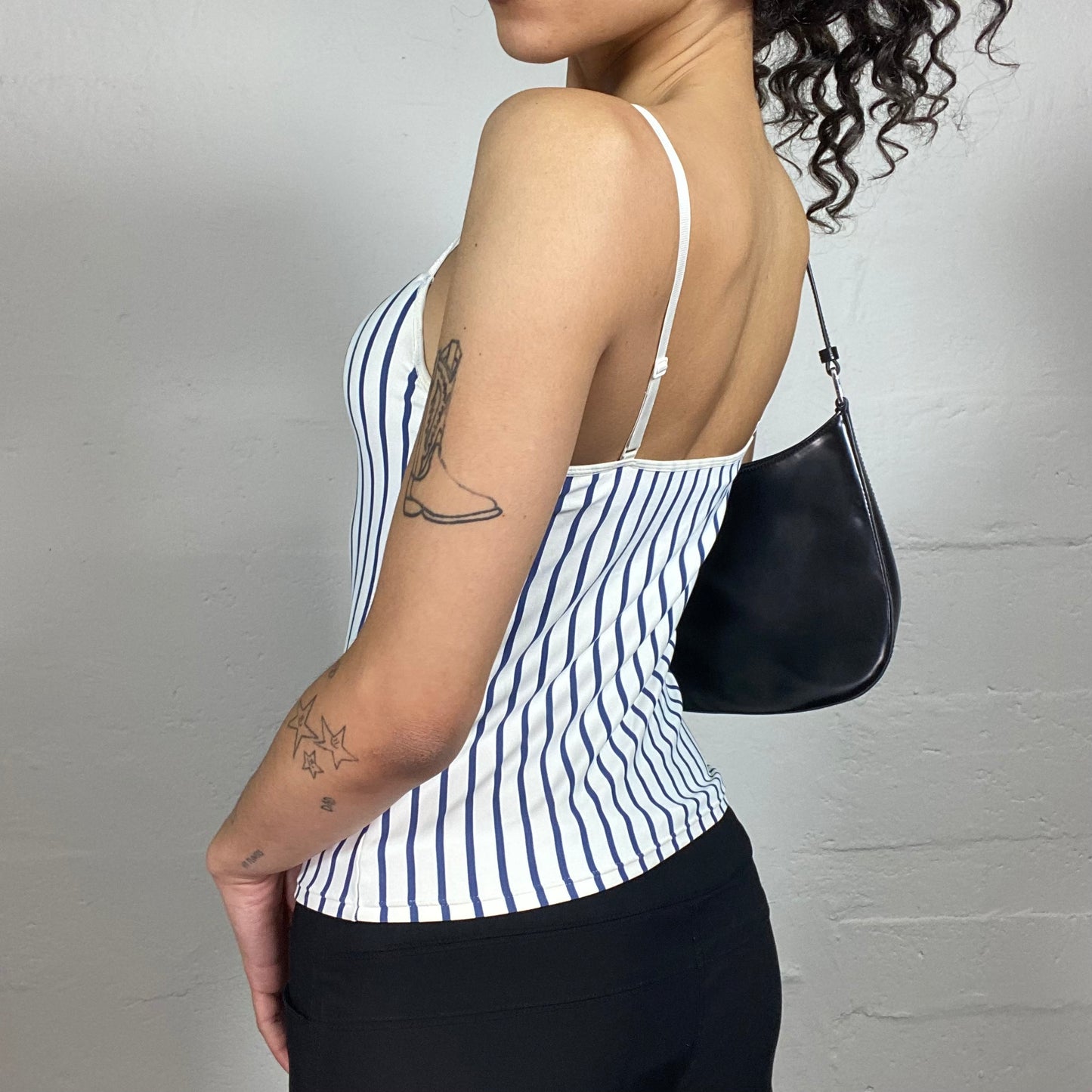 Vintage 2000's Seaside White Striped Summer Cami Top (S)