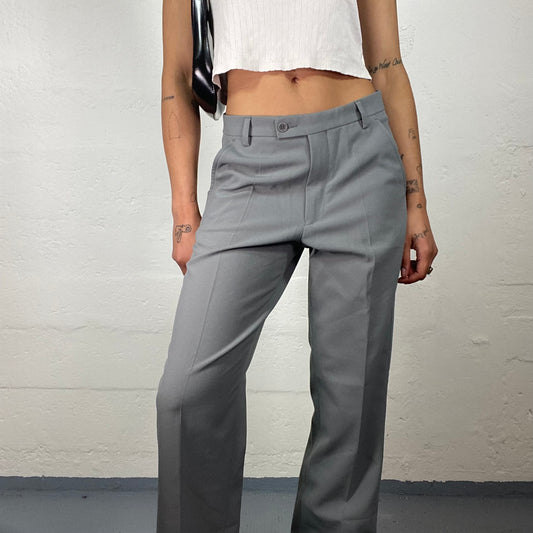 Vintage 2000’s Energy Office Girl Grey Wide Leg Low Waisted Classy Pants (M)