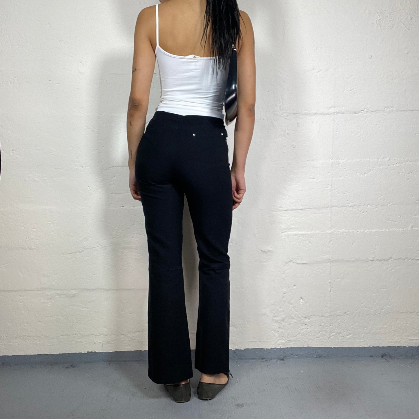 Vintage 2000's Funky Black Tight Flare High Waisted Pants (S)