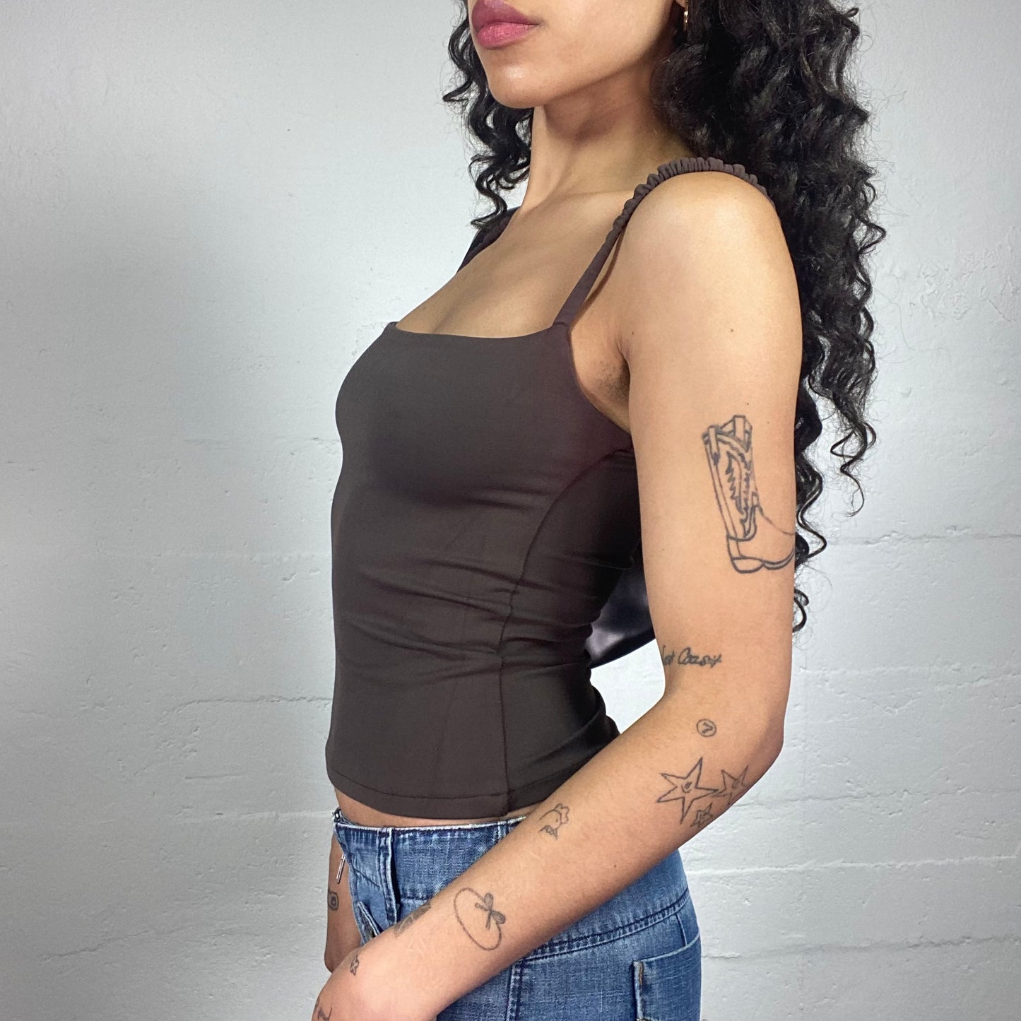 Vintage 2000's Casual Brown Cropped Tank Top (S)