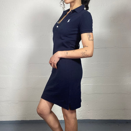 Vintage 2000's Archive Polo Tennis Navy Blue Dress with a Collar (XS)